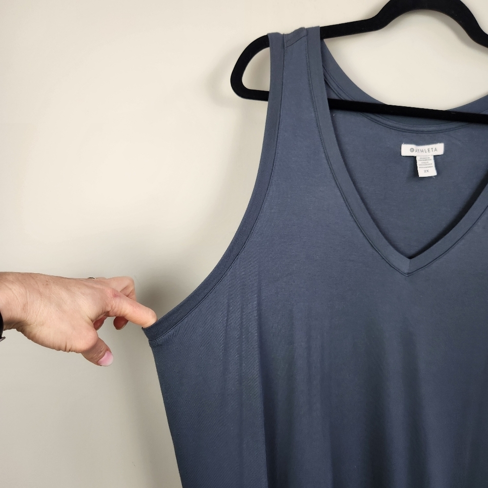 Athleta Santorini Maxi Dress Size 2XL Granite Blue - Picture 4 of 13